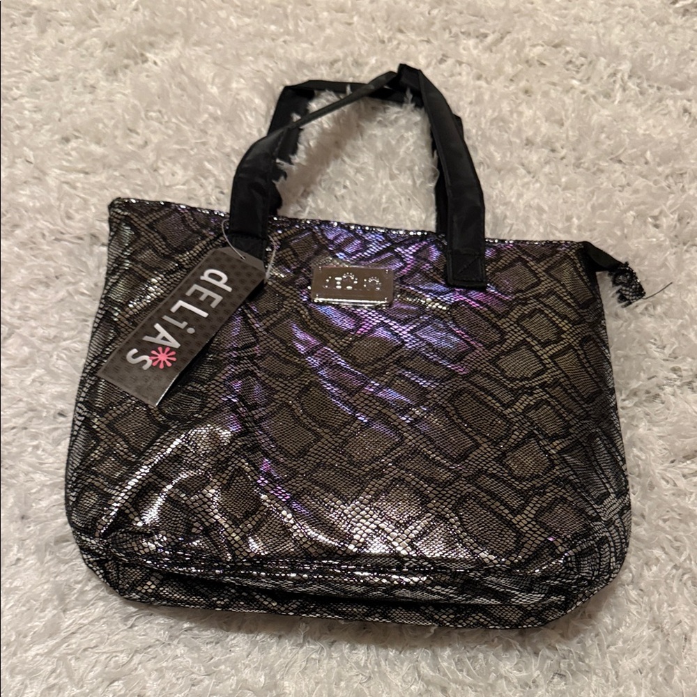 2/$25 dELiA*s Black and Silver cooler Tote Bag NWT